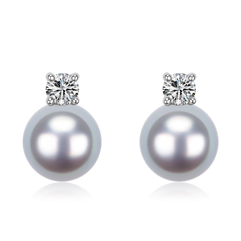 7-8mm Silver Blue Akoya Pearl Sasha Stud Earrings